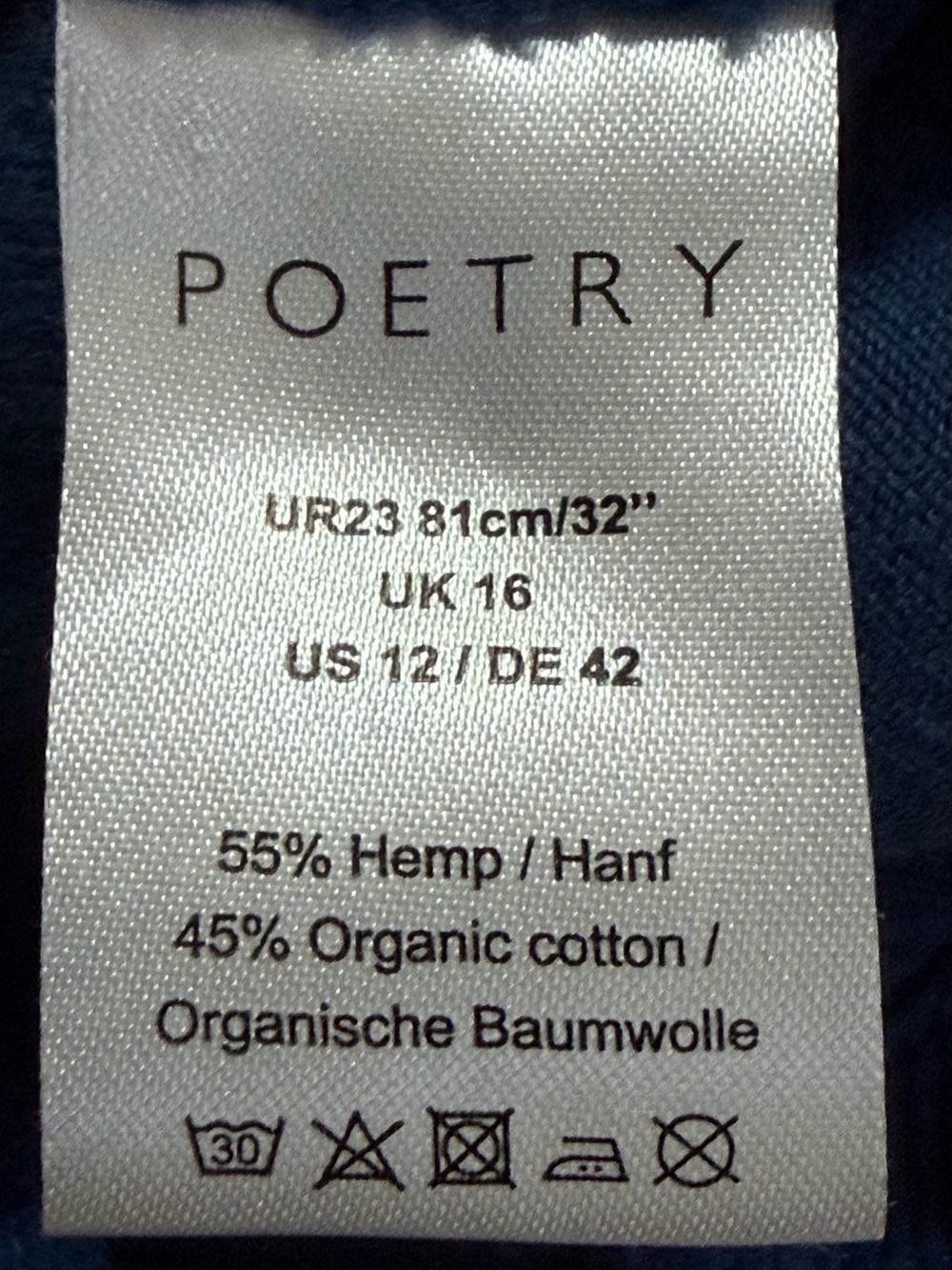 Poetry Blue Corduroy Wide Leg Utility Pants Trousers Size US 12 - Picture 9 of 10